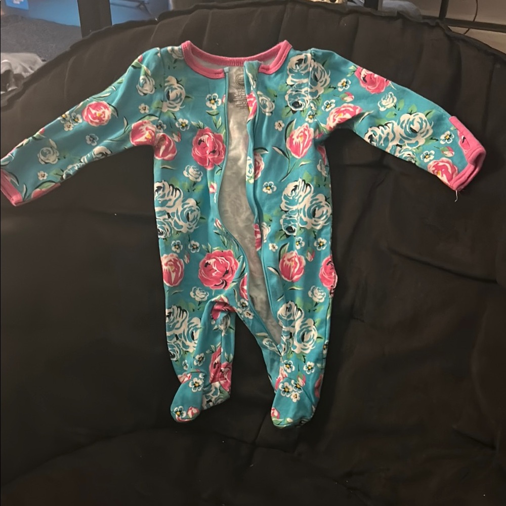Floral Kids One Piece - Blue and Pink